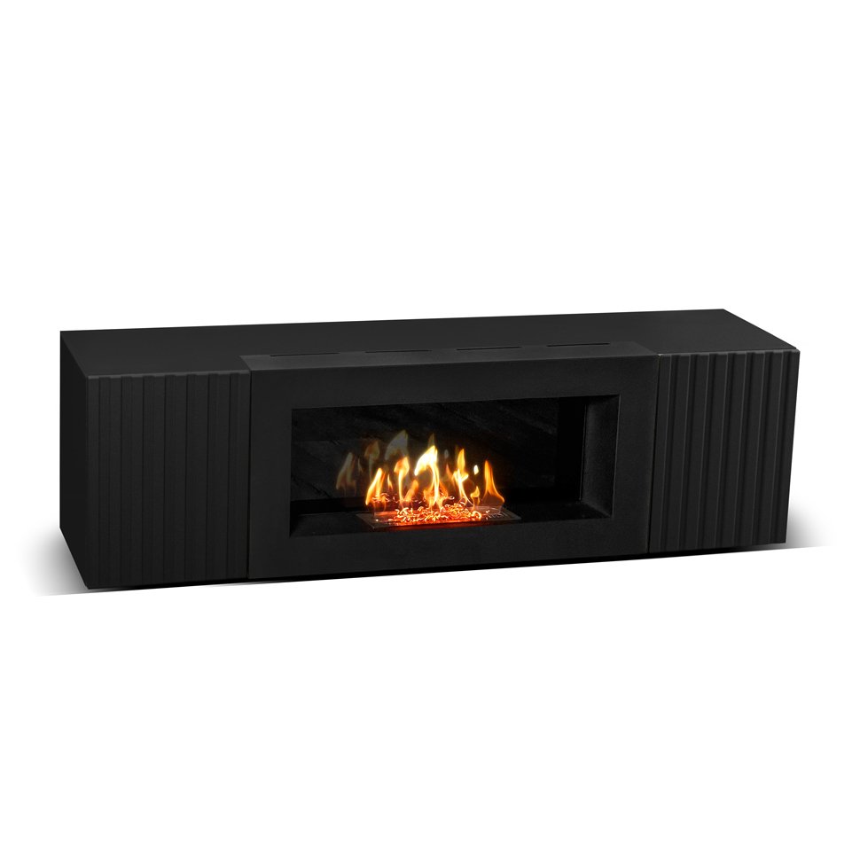 Тумба под ТВ с биокамином SteelHeat IMOLA IMPULSE 140 см (корпус черный / фасады черный) Тумба под ТВ с биокамином SteelHeat IMOLA IMPULSE 140 см (корпус черный / фасады черный)