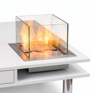 Стол с биокамином Хекла белый